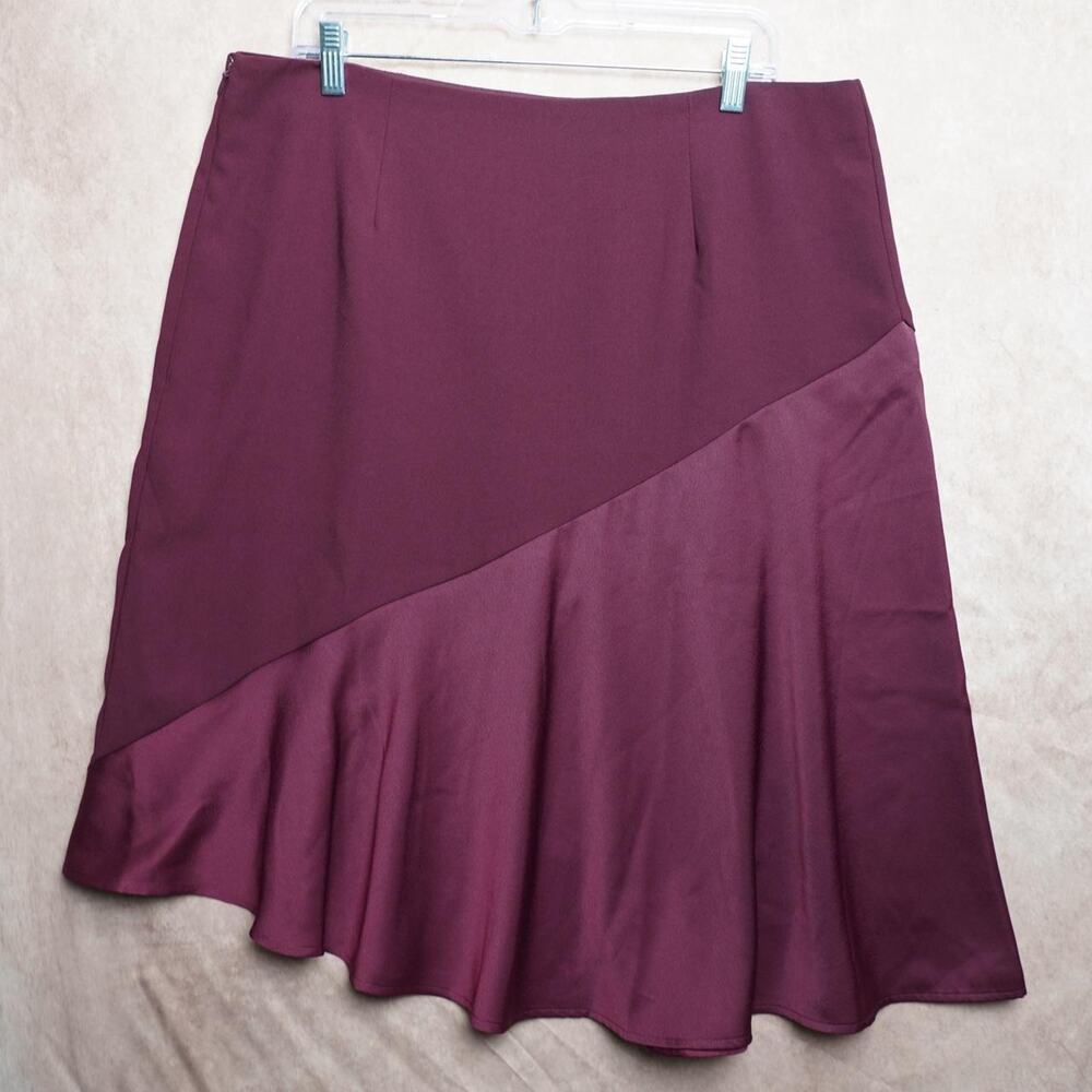 Worthington Burgundy Satin Midi Skirt 16T